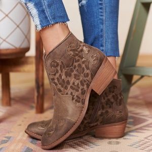 Country Girl Faux Leather Leopard Booties